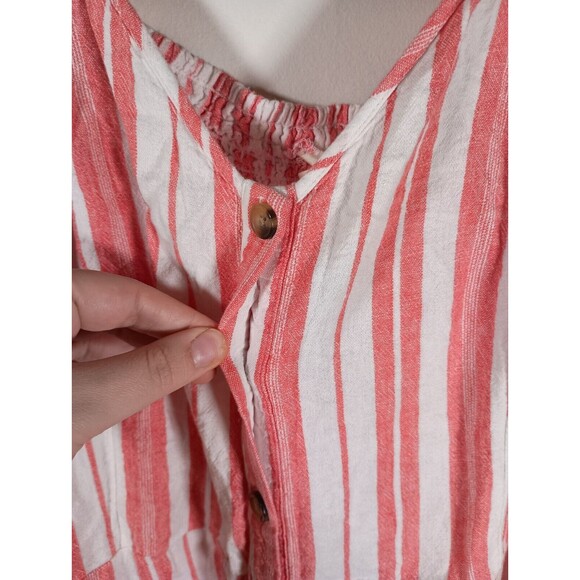 Terra Sky Linen Rayon Maxi Dress Sleeveless Button Dress Pockets Striped Size 3X - Picture 2 of 6